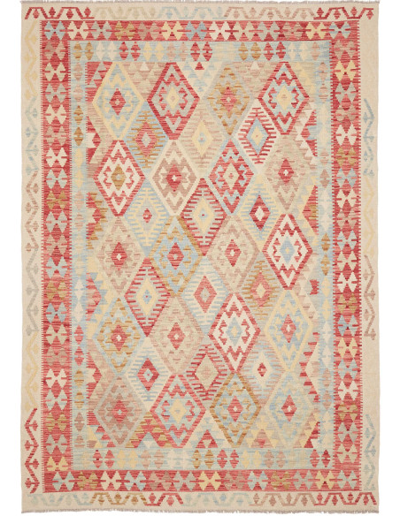 Tappeto Kilim Afghanistan 200x287 Rosso Blu Cre