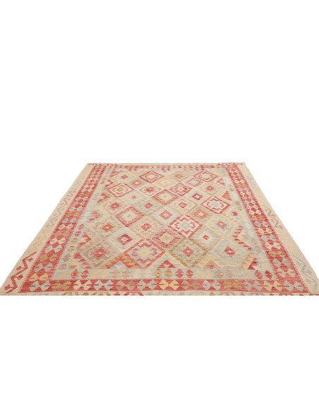 Tappeto Kilim Afghanistan 200x287 Rosso Blu Cre