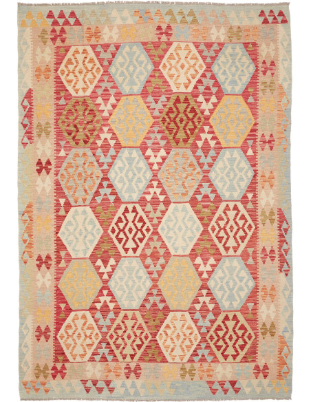 Tappeto Kilim Afghanistan 203x294 Rosso Mattone
