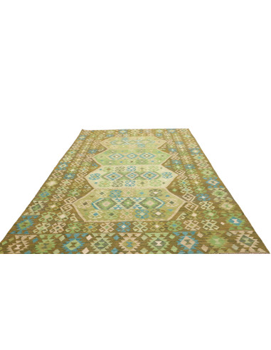 Tappeto Kilim Afghanistan 197x307 Verde Oliva V