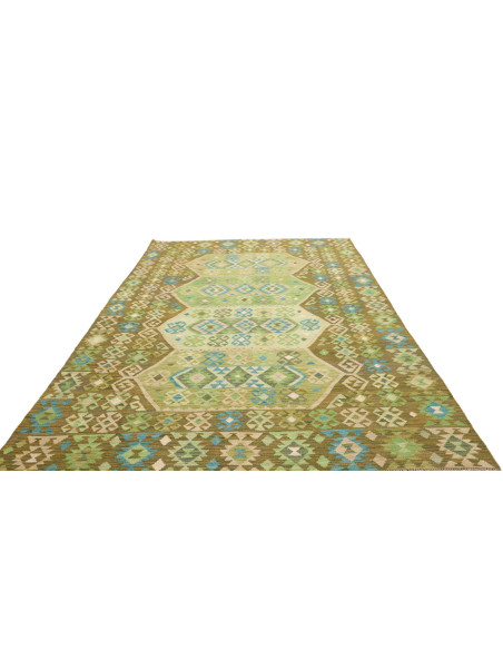 Tappeto Kilim Afghanistan 197x307 Verde Oliva V