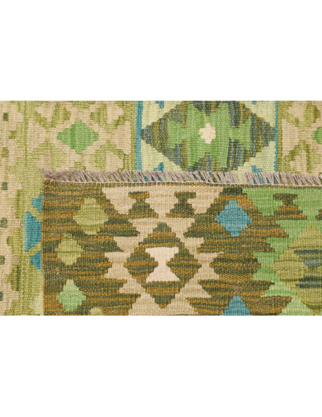 Tappeto Kilim Afghanistan 197x307 Verde Oliva V