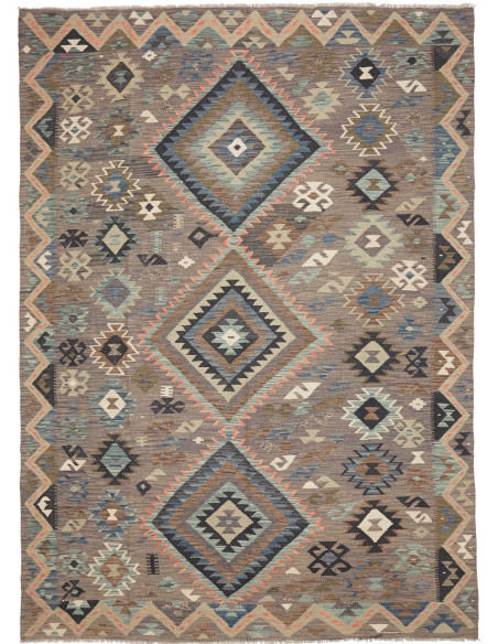 Tappeto Kilim Afghanistan 209x299 Marrone Grigi