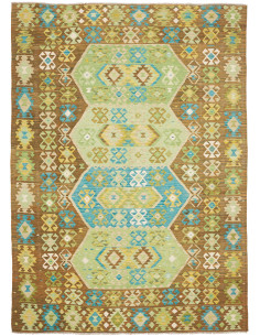 Tappeto Kilim Afghanistan 205x292 Marrone Verde