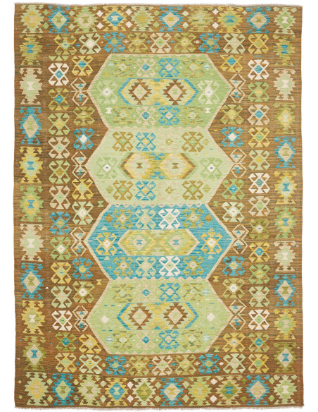 Tappeto Kilim Afghanistan 205x292 Marrone Verde