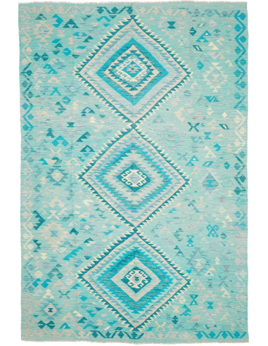 Rug Kilim Afghanistan 203x306 Turquoise Aqua Iv