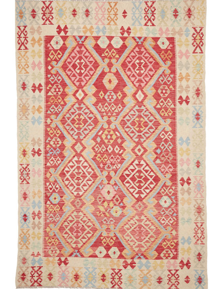 Tappeto Kilim Afghanistan 206x311 Rosso Terra A