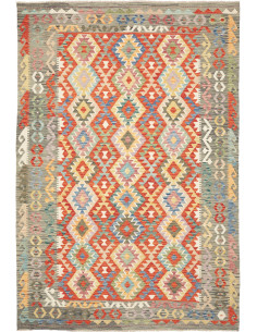 Rug Kilim Afghanistan 204x297 Red Orange Gray B