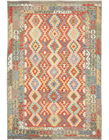 Rug Kilim Afghanistan 204x297 Red Orange Gray B