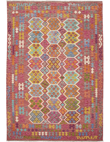 Tappeto Kilim Afghanistan 201x294 Magenta Fucsi