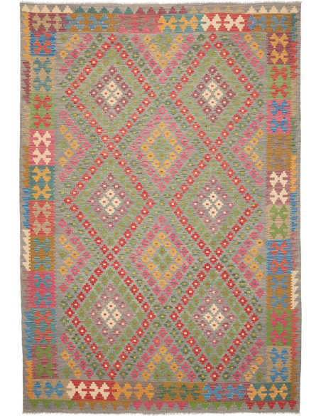 Tappeto Kilim Afghanistan 202x298 Grigio Verde