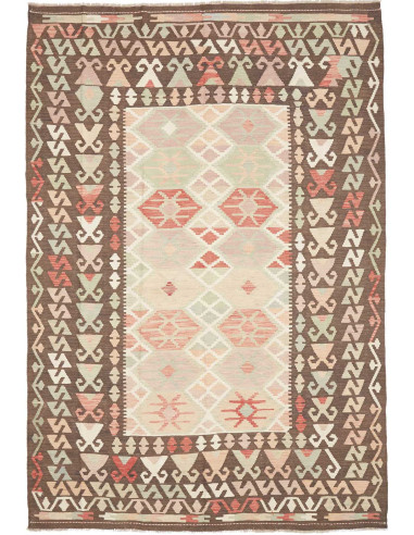 Rug Kilim Afghanistan 204x292 Dark Brown Cream