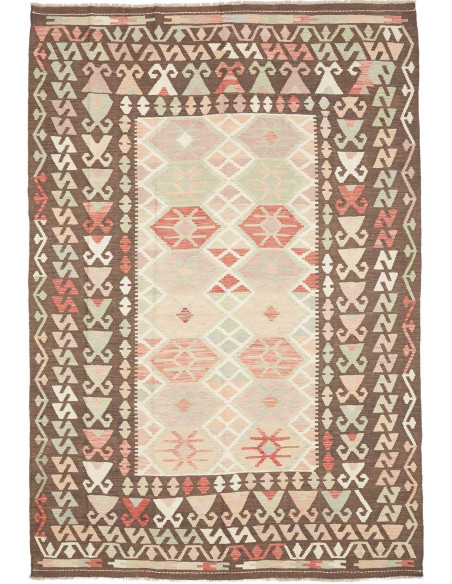 Rug Kilim Afghanistan 204x292 Dark Brown Cream