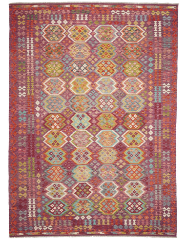 Rug Kilim Afghanistan 254x346 Burgundy Aqua Gre