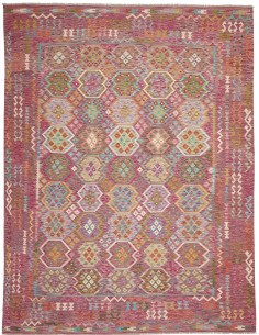 Tappeto Kilim Afghanistan 266x343 Rosa Fucsia A