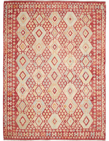 Rug Kilim Afghanistan 255x346 Crimson Red Beige