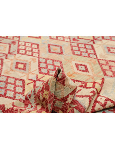 Rug Kilim Afghanistan 255x346 Crimson Red Beige