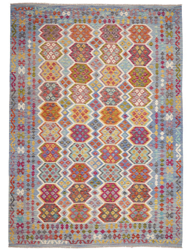 Tappeto Kilim Afghanistan 253x353 Blu Cielo Fuc