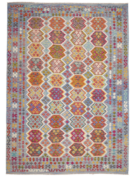 Tappeto Kilim Afghanistan 253x353 Blu Cielo Fuc