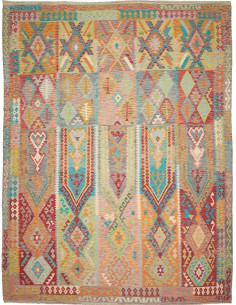 Rug Kilim Afghanistan 305x400 Teal Orange Terra
