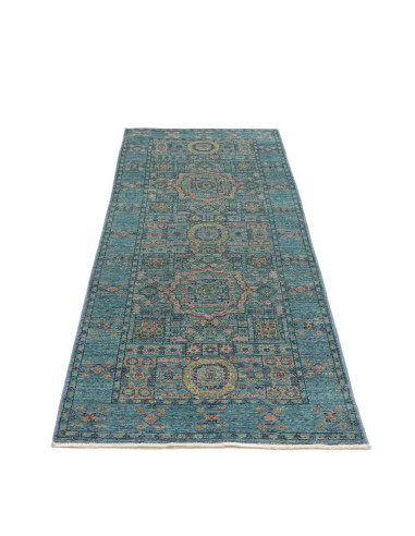 Rug Mamlouk Pakistan 77x204 Teal Beige Gold Ter