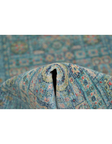 Rug Mamlouk Pakistan 77x204 Teal Beige Gold Ter