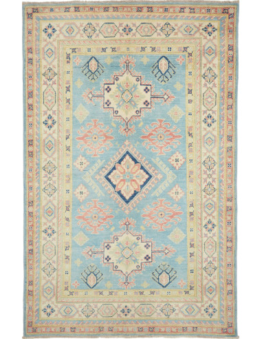 Tappeto Kazak Afghanistan 117x187 Azzurro Crema