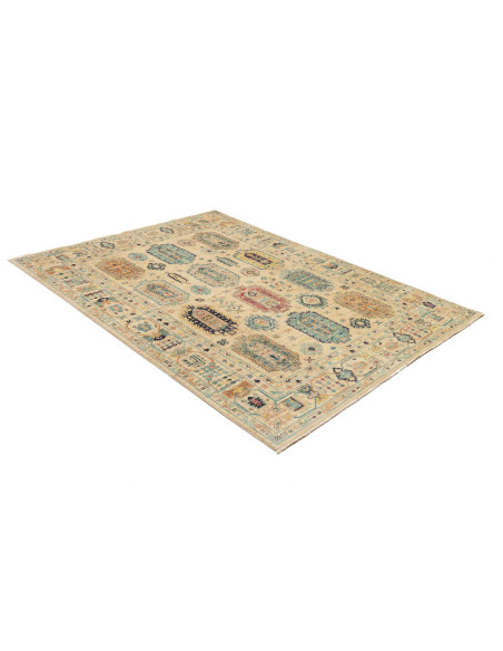 Tappeto Tribal Pakistan 151x200 Beige Crema Blu