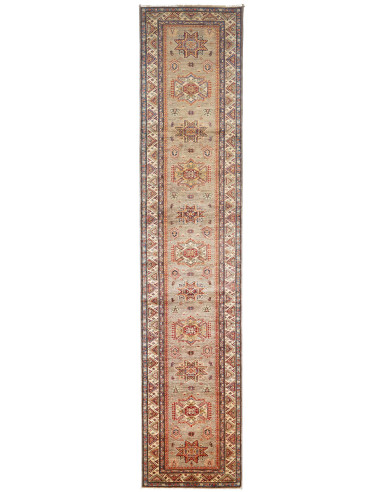 Tappeto Kazak Fine Pakistan 86x413 Beige Grigio