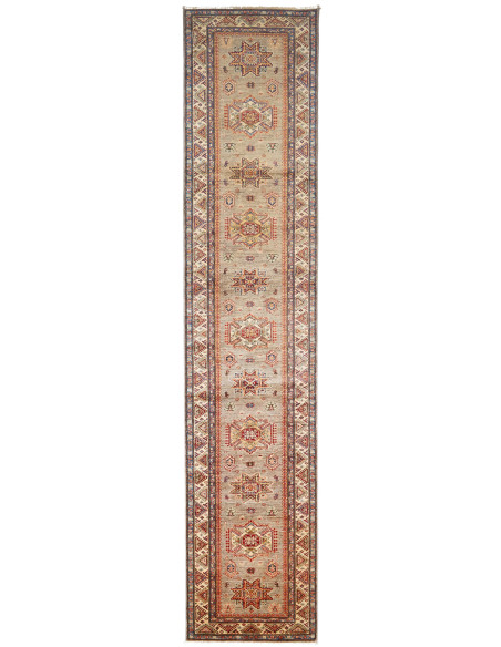 Tappeto Kazak Fine Pakistan 86x413 Beige Grigio