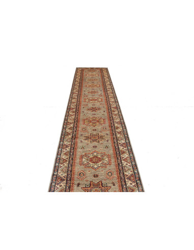 Tappeto Kazak Fine Pakistan 86x413 Beige Grigio