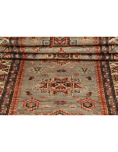 Tappeto Kazak Fine Pakistan 86x413 Beige Grigio