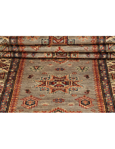 Tappeto Kazak Fine Pakistan 86x413 Beige Grigio