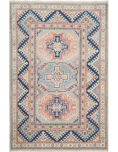 Tappeto Kazak Afghanistan 82x124 Grigio Blu Blu