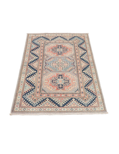 Tappeto Kazak Afghanistan 82x124 Grigio Blu Blu