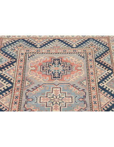 Tappeto Kazak Afghanistan 82x124 Grigio Blu Blu