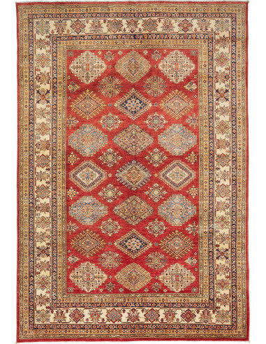 Rug Kazak Fine Pakistan 200x296 Bordeaux Red Cr