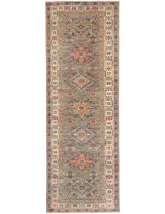 Rug Kazak Fine Pakistan 80x243 Grey Brown Coral