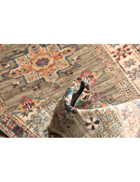 Rug Kazak Fine Pakistan 80x243 Grey Brown Coral