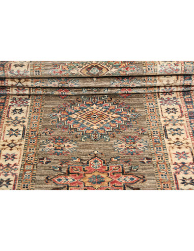 Rug Kazak Fine Pakistan 80x243 Grey Brown Coral