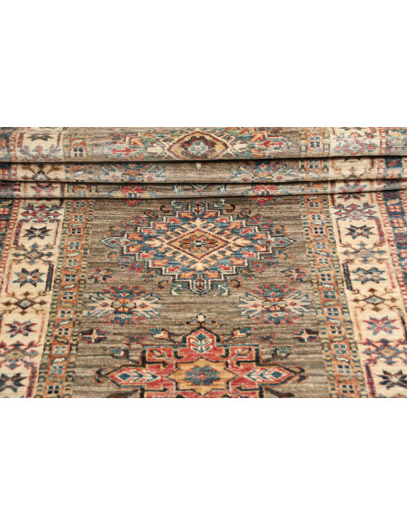 Rug Kazak Fine Pakistan 80x243 Grey Brown Coral