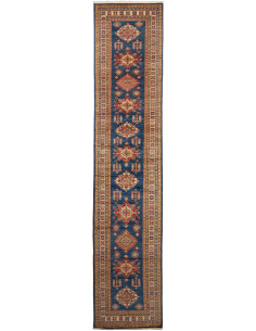 Rug Kazak Fine Pakistan 83x386 Petrol Blue Terr