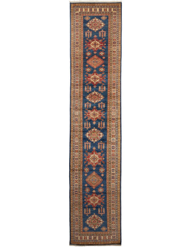 Rug Kazak Fine Pakistan 83x386 Petrol Blue Terr