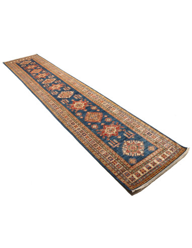 Rug Kazak Fine Pakistan 83x386 Petrol Blue Terr