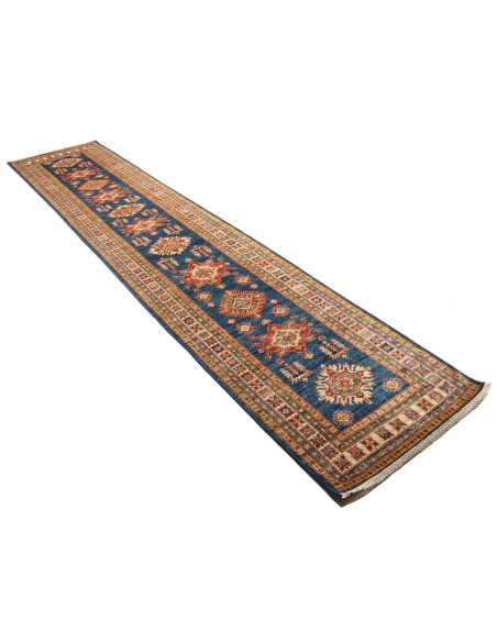 Rug Kazak Fine Pakistan 83x386 Petrol Blue Terr