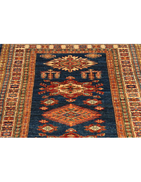Rug Kazak Fine Pakistan 83x386 Petrol Blue Terr