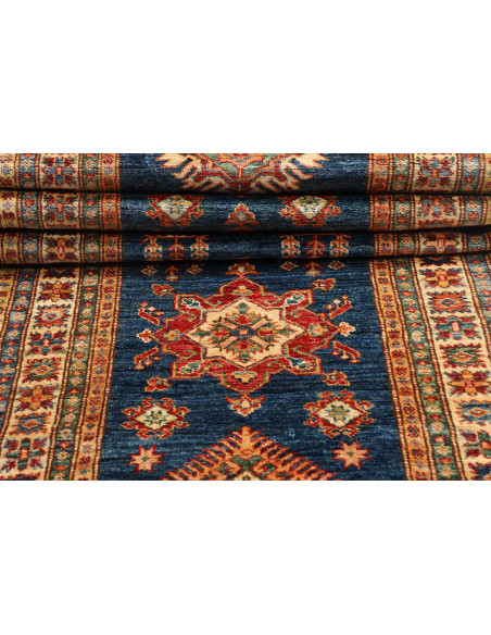 Rug Kazak Fine Pakistan 83x386 Petrol Blue Terr