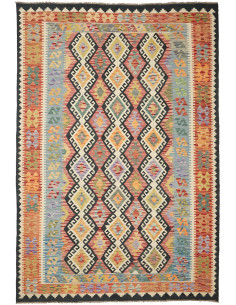 Tappeto Kilim Afghanistan marrone azzurro 204x302
