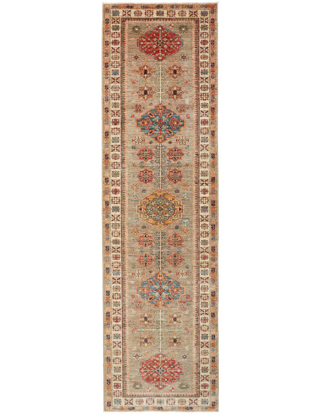 Tappeto Kazak Fine Pakistan 83x298 Grigio Verde