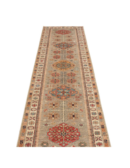 Rug Kazak Fine Pakistan 83x298 Grey Green Brick